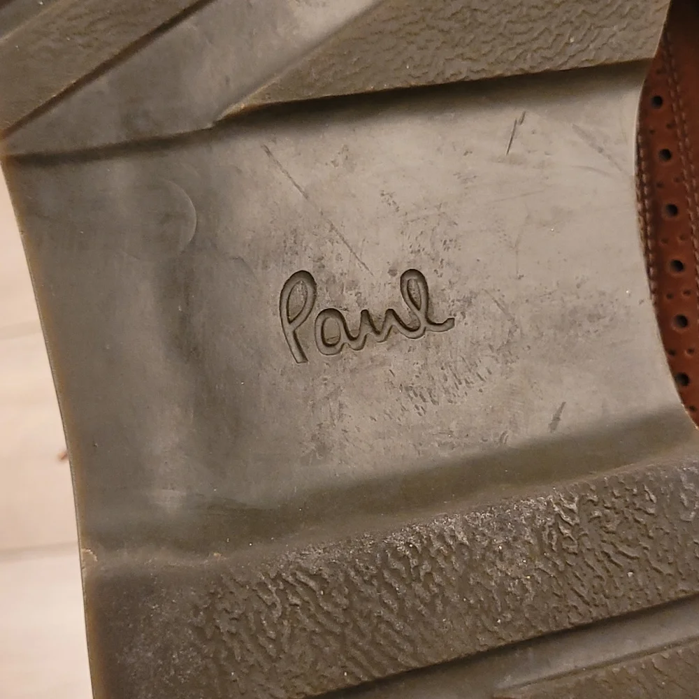 PAUL SMITH Italy‎ Brown Leather Suede Sz 10 Long Wing Tip Mens Dress Shoes